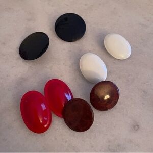 4 pairs of retro circle and oval earrings